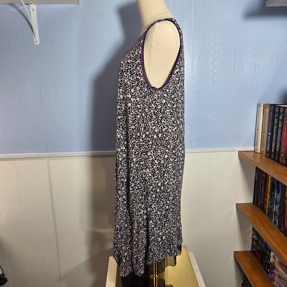 Simply Vera Vera Wang Medium Black Purple Animal Print Sleeveless Long Nightgown - Picture 9 of 11